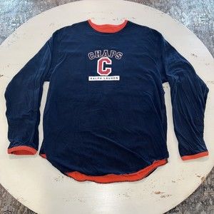Vtg Chaps Ralph Lauren Reversible Shirt Size L Blue Orange Screen Print Logo 90s